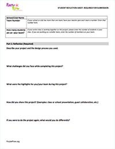 Student Reflection Sheet