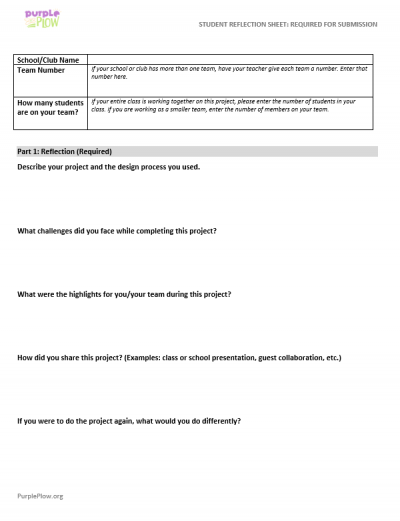 Student Reflection Sheet
